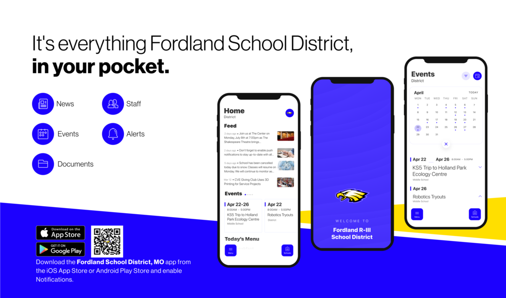Fordland School App on mobile phone sample 